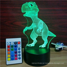 Presentes criativos 3D Dinossauro lâmpada de mesa ilusão noite luz com controle remoto